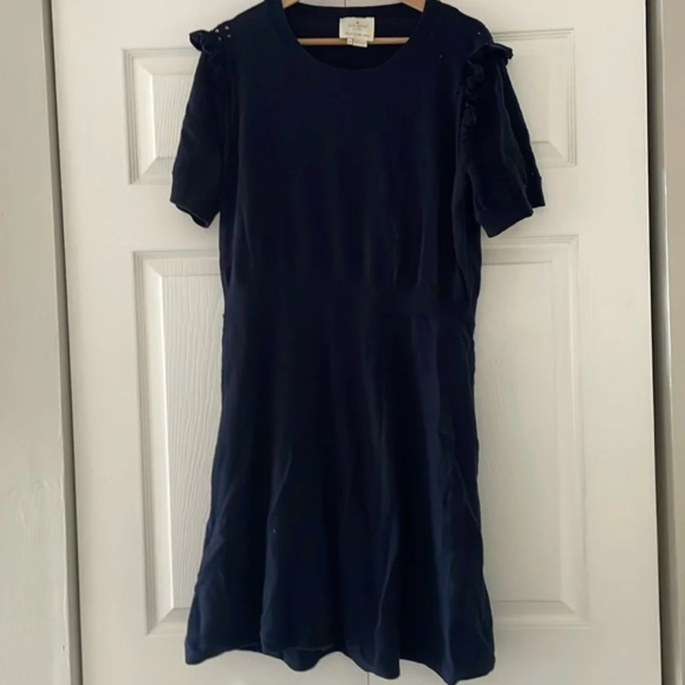 Kate Spade Navy Short Sleeve Ruffle Shoulder Dress